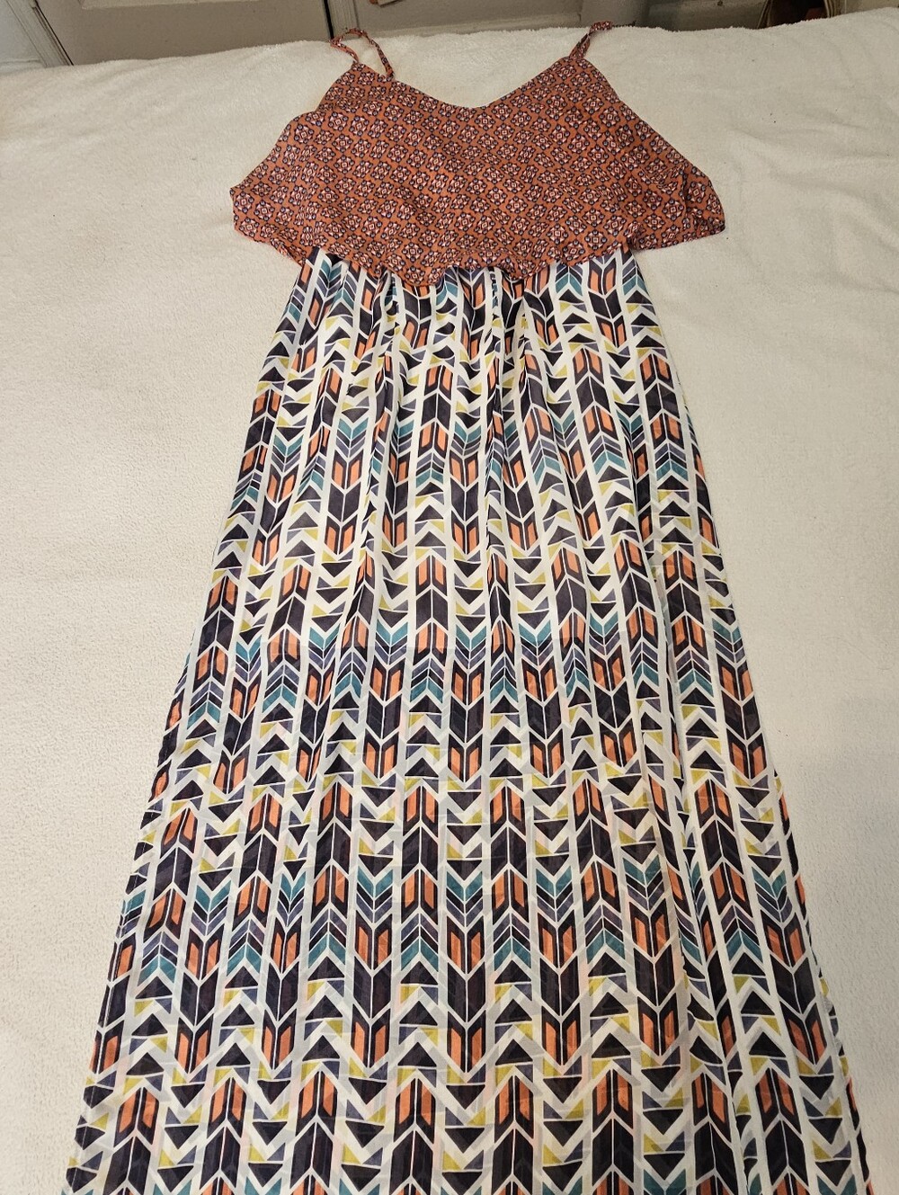 Accidentally In Love Ladies Large Maxi Dress Aztec Boho Colorful Summer Beach